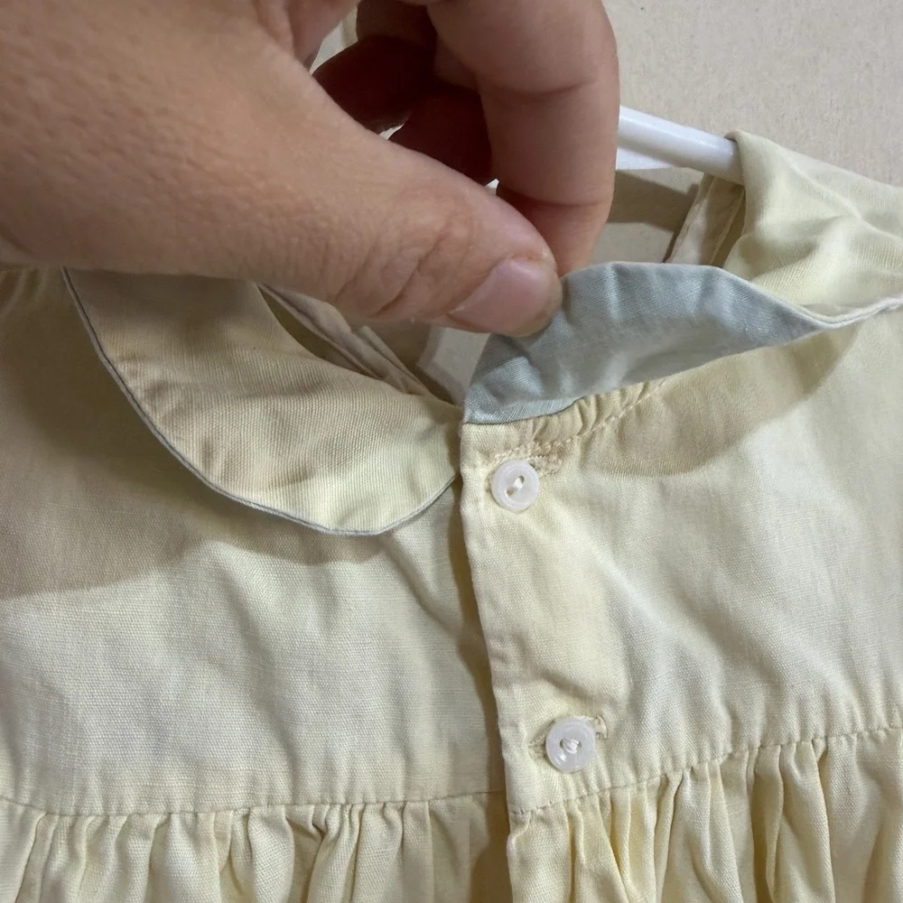Vtg 50s Nannette Smocked Yellow Toddler Frock Dress Sz 2 Repair Flaws As-Is USA